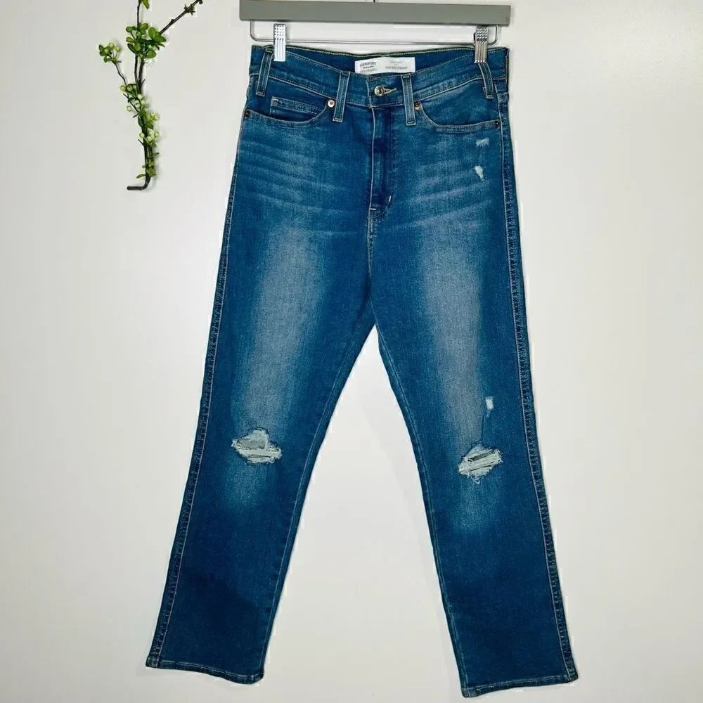 Levi’s Strauss Signature Heritage High Rise Straight Jeans Distressed